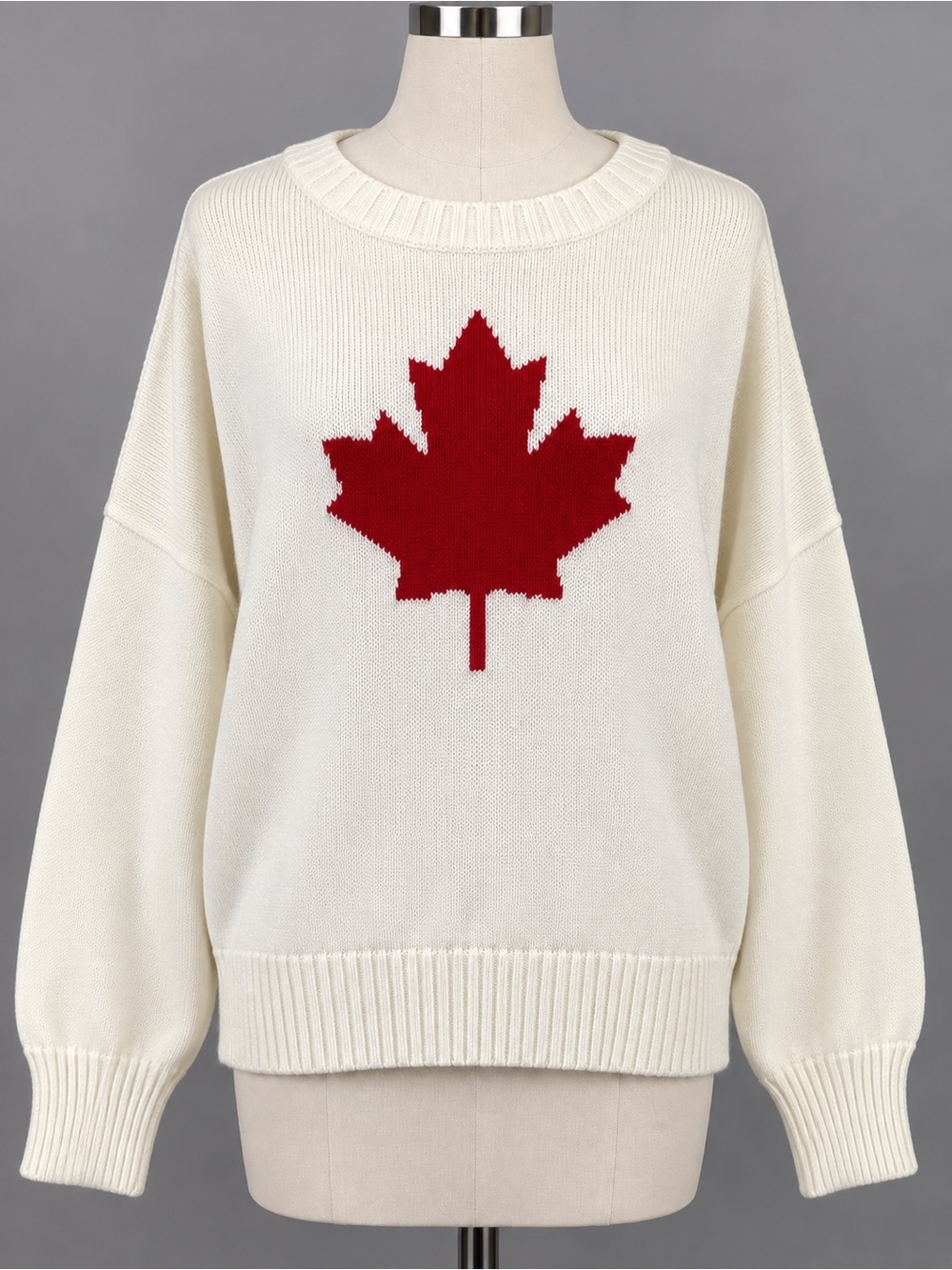 NWT Old Navy 4X Cream Maple Leaf Oversized Sweater Canada Red White Unisex